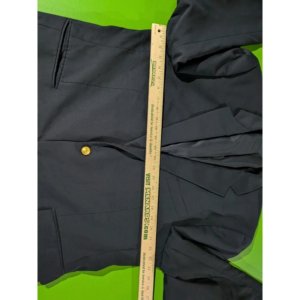 Lauren Ralph Lauren Blazer Mens 46L Blue Navy Gold Buttons Wool  Sport Coat